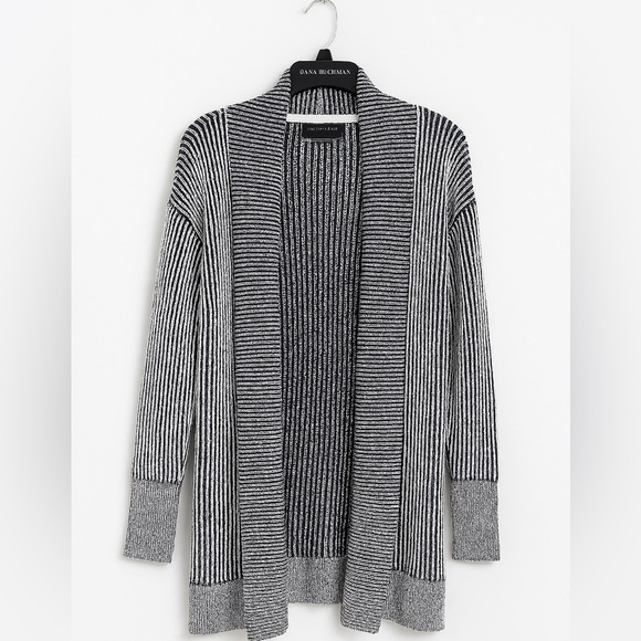 Tahari Navy & White Striped Open Front Cardigan XS Work Weekend Casual Layering - Picture 1 of 3